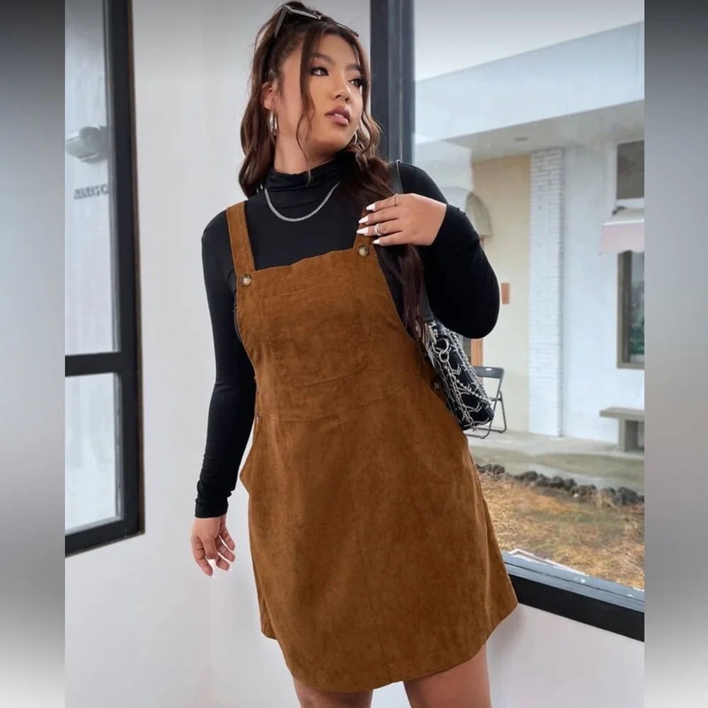SHEIN Corduroy Overall Mini Dress – Perfect for Layering - Picture 3 of 9